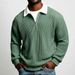 Cross-Border European And American Men's Solid Color Large Waffle Long Sleeve Autumn Casual Sports Turn-Down_viptrois.com