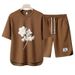 Men's Clothing 2024 Waffle Casual Summer Suit Men's Loose Teen Short sleeved T shirt Shorts Handsome Two piece Suit_viptrois.com