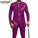 Men's clothing African national batik cotton men's casual two piece set_viptrois.com