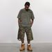 Men's Clothing Stonewashed Washed Distressed Cropped Pants Overalls Loose Wide Leg Shorts_viptrois.com