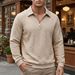 Men's Casual Half-Zip Knit Pullover Long Sleeve Shirt - Breathable Outdoor Sports Top With Ribbed Hem (White, Black, Navy, Khaki, Gray, Sky Blue)_viptrois.com