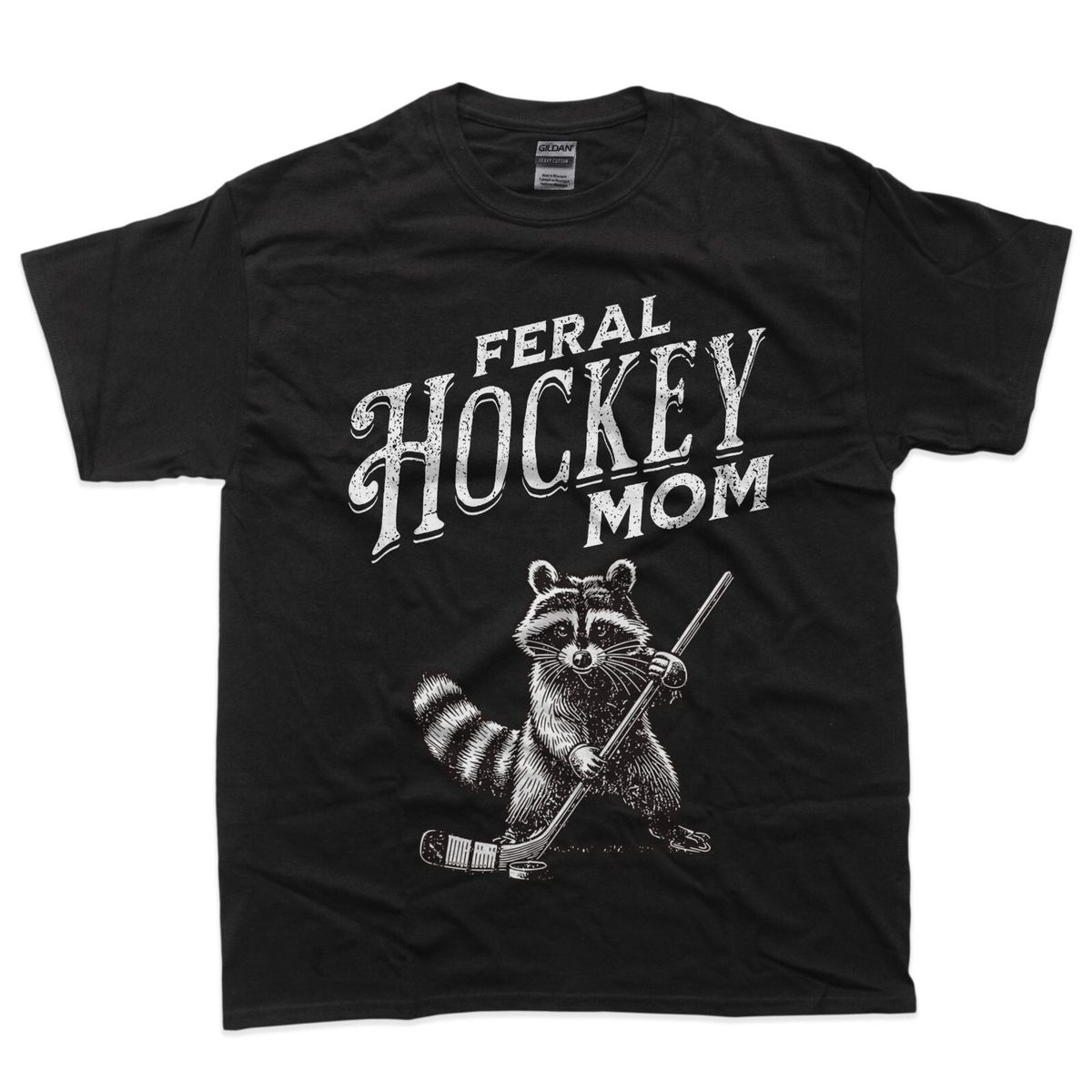 Retro Raccoon Feral Hockey Mom Hockey Player Trash Funny T-Shirt Mens Womens Tees Top_viptrois.com