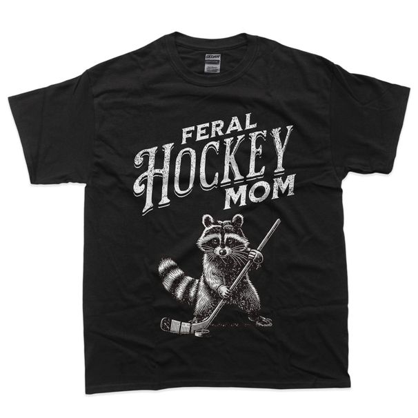 Retro Raccoon Feral Hockey Mom Hockey Player Trash Funny T-Shirt Mens Womens Tees Top_viptrois.com