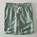 Men's Clothing Solid Color Casual Pure Linen Loose Straight Drawstring Shorts Beach Pants_viptrois.com
