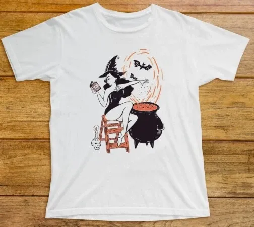 Sexy Witch T Shirt Mens Womens Tees Top 584 Bubbling Cauldron Bat Book Of Spells Witchcraft Magic New_viptrois.com
