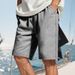 Men's Casual Sports Beach Shorts Solid Color Wool Button Style Summer Bottoms_viptrois.com