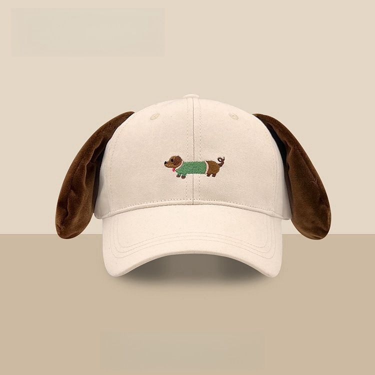 Screaming Sausage Dog Baseball Female Ins Funny Ears Pinching Sunshade Versatile Face Showing Small Duck Tongue Hat_viptrois.com