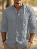Men's Clothing Long Sleeved Light Mature Casual Solid Color Stand Up Collar Button Down Casual Shirt_viptrois.com