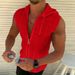 Men's Clothing Sleeveless Hooded Zipper Cardigan T Shirt Men Summer Cool New Fashion Plaid Sleeveless T Shirt Men's Lapel_viptrois.com