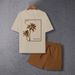 Men's Clothing Men's Casual Vacation Summer Short Sleeved Shorts Suit Coconut Tree Print_viptrois.com