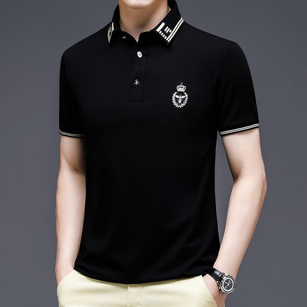 2024 New Men's POLO Shirt Summer Ice Silk Short Sleeve T-shirt Men's Loose Casual Lapel Top_viptrois.com