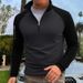 Men's Fleece Pullover With Stand Collar, Double-Sided Fleece Jacket For Autumn And Winter, Color-Blocked Casual Warm Coat_viptrois.com