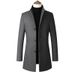 Loom Loom Autumn Winter Men's Mid-Length Single-Breasted Trench European American Style Solid Color Simple Stand Collar Wool Coat_viptrois.com