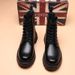 Martin Boots Men's Low-top Retro Style Leather Thick-soled Heightening Locomotive Tooling Short Boots_viptrois.com