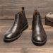 Men's Shoes Autumn New Men's Leather Shoes Slip On Leather Boots Distressed British Business Low Heeled Slip On Shoes Chelsea Boots For Men_viptrois.com