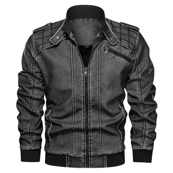 Men's Clothing Spring and Autumn Men's Slim PU Leather Jacket Fashion Casual Youth Men's Stand Collar Leather Jacket Men Factory_viptrois.com