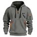 2025 New Cross-Border European American Hooded Sports Casual Jacket With Zipper And Patch Pockets Half-Zip Cardigan_viptrois.com