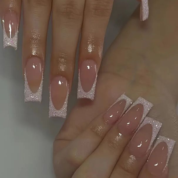 European And American Push On Wearable Nails Sweet Cool Flash High End Nail Art European Square Long Nail Art_viptrois.com