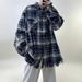 Retro Plaid Long Sleeved Shirt With Fringed Design, Men's Shirt, Loose, Niche, Fashionable, Versatile Lapel Top_viptrois.com