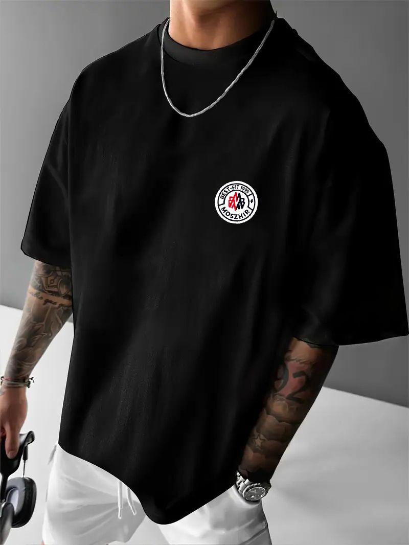 Men's Clothing High-end Heavyweight Cotton Short-sleeved T-shirt Men's Ins Trendy Red Panda Print Versatile Light Luxury Handsome New Summer_viptrois.com