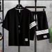Men's Clothing Casual Suit Men's Summer Trendy Loose Large Size Youth Sports Shorts Short Sleeves Set Men_viptrois.com