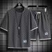 Men's Casual Short Sleeve Shirt & T-Shirt Set - Summer Trendy Loose Fit Printed Sports Outfit - Breathable Polyester (Black/Grey/Apricot/White)_viptrois.com