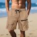 Men's Metallic Shiny Cargo Shorts With Multiple Pockets - Breathable Cotton Blend Workout Shorts For Running, Cycling & Outdoor Activities_viptrois.com