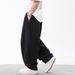 Men's Clothing Textured Silhouette Casual Pants Men's Spring And Summer New Loose Drape Slightly Tapered Bloomers Split Design Trendy Brand Trousers_viptrois.com