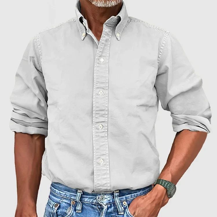 New Men's Shirt New Long-sleeved Lapel Men's Washing Water Lining_viptrois.com