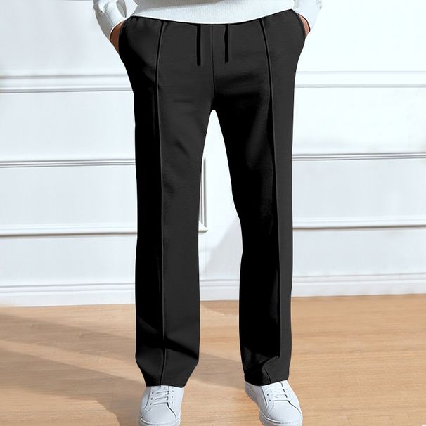 Men's Clothing Autumn And Winter Men's Fashion Casual Solid Color Trousers Loose Tight Drawstring Straight Trousers_viptrois.com