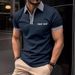European And American Cross-Border Summer Short Sleeve Button Color Block Men's Sports Polo Shirt_viptrois.com