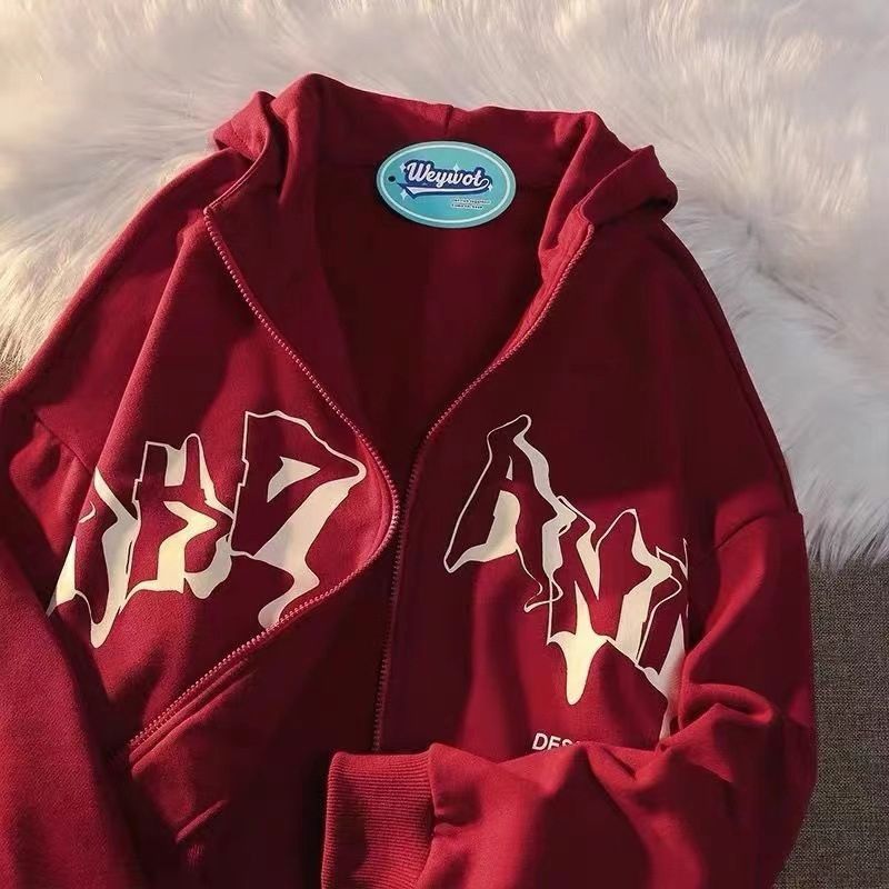 2022 New Zipper Hoodie Letter Youth Hooded Sweatshirt Unisex Jacket Top_viptrois.com