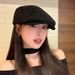 Large Head Circumference Forward Cap For Women, Suede Beret, British Style Duckbill Painter Hat, New Autumn And Winter_viptrois.com