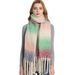 Unisex Women's shawl with dacron loops and coarse fringes with gradient colour scarves_viptrois.com