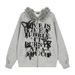 Dark Style High Street Ink Splash Graffiti Letter Hooded Sweatshirt With Fur Collar For Men, Autumn Winter Coat, Niche_viptrois.com