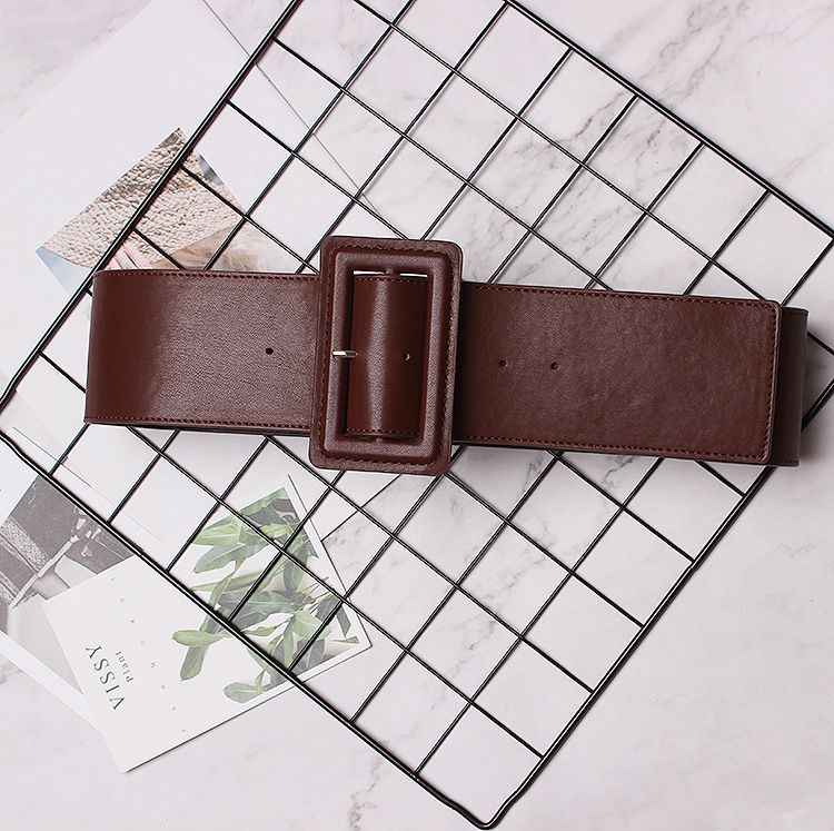 Fashion square buckle women's black belt women's trendy simple and versatile Korean leather belt women's decorative casual pants belt women_viptrois.com