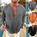 Men's Cotton And Linen Solid Color Double Layer Wrinkled Long Sleeved Shirt Fashion Loose Casual Comfortable Shirt_viptrois.com