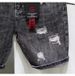 Denim Shorts Men's Instagram Summer Thin Korean Version Trendy Slim Fit Black Gray Beggar Scratch Hole Five Piece Pants_viptrois.com