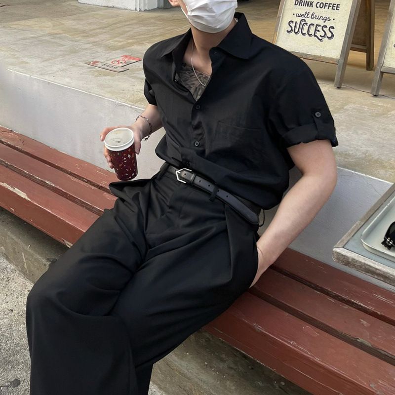 Men's Clothing Short Sleeved Shirt Loose Casual Shirt Commuter Style Short Sleeved Top_viptrois.com