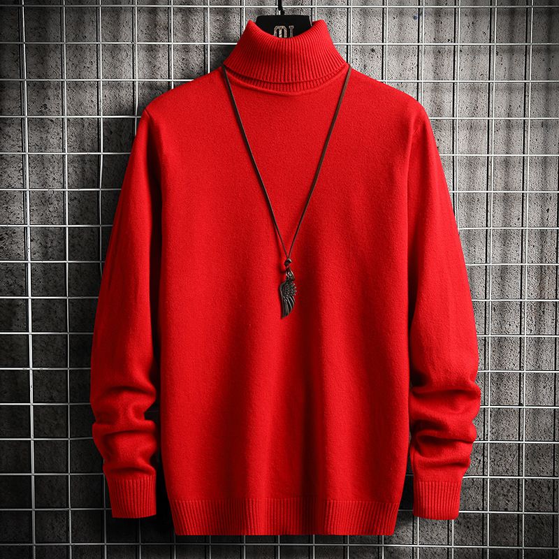 Men's Clothing Autumn And Winter High Collar Half High Collar Slim Fit Plus Velvet Thick Warm Inner Wear Knitted Base Wool Sweater_viptrois.com