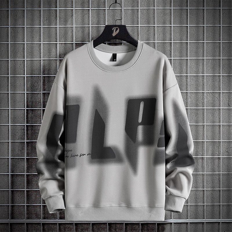 Men's Clothing Spring and autumn men's new fashion trend round neck long sleeve sweatshirt teenagers large size loose comfortable casual tops_viptrois.com