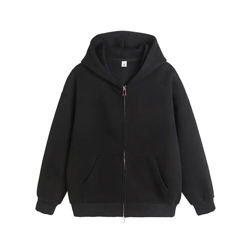 Japanese Double Zipper Cardigan Gray Sweater Men's Trendy Brand Loose Versatile Casual Sports Couple Hooded Jacket_viptrois.com