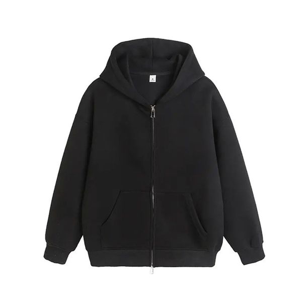 Japanese Double Zipper Cardigan Gray Sweater Men's Trendy Brand Loose Versatile Casual Sports Couple Hooded Jacket_viptrois.com