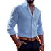 Men's 3D Digital Print Long Sleeve Shirt - Stretch Stripe Pattern Business Casual Button Up Shirt With Modern Fit_viptrois.com