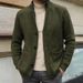 Autumn Winter Men's Longline Cardigan Sweater - Stand Collar Knitted Coat For Plus Size Casual Wear (S-5XL, Navy/Grey/Black/Brown/Army Green/Khaki)_viptrois.com