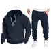 Men's Half-Zip Hoodie & Jogger Set - Winter Warm Fleece-Lined Pullover With Pockets, Athletic Casual Outfit For Gym, Running, Travel_viptrois.com