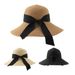 Women's Bow Decor Straw Sun Hat - Wide Brim UV Protection Hat For Beach & Summer Travel_viptrois.com