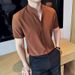 New Summer Men's Short-sleeved Shirt Chinese Stand-up Collar Thin Shirt Cool Elastic Slim-fitting Men's Half-sleeved Shirt_viptrois.com