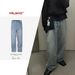 Man's clothing Urban High street pants straight daddy male and female KENIJIMA broad-legged blue cow_viptrois.com