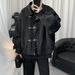 Dark Style Niche Color-Block Patchwork Jacket For Men With Metal Buckle Design, Korean Version, High-End Feel, Cool_viptrois.com
